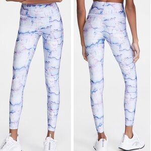 TEREZ NWT AQUAMARINE MARBLE SUPER HIGH RISE LEGGINGS TIGHT IN BLUE WHITE PINK